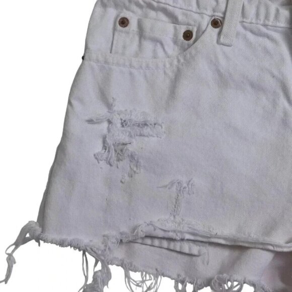 Vintage Levi's 538 White Cutoff Jean Shorts Jorts Cotton Hip Hugger Size 28 - Picture 2 of 11
